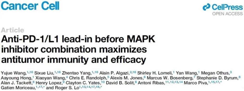 Cancer Cell丨打破傳統，聯合用藥中抗PD-1/L1的妙用